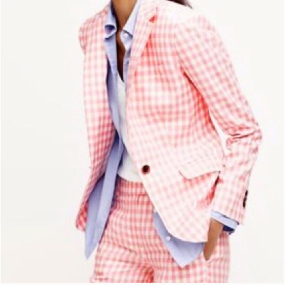J. Crew Campbell Pink Gingham Blazer NEW! Size 00